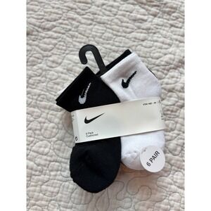 Nike Kids 6 Pack Everyday Cushioned Ankle Socks Black White Grey XS 10C-3Y